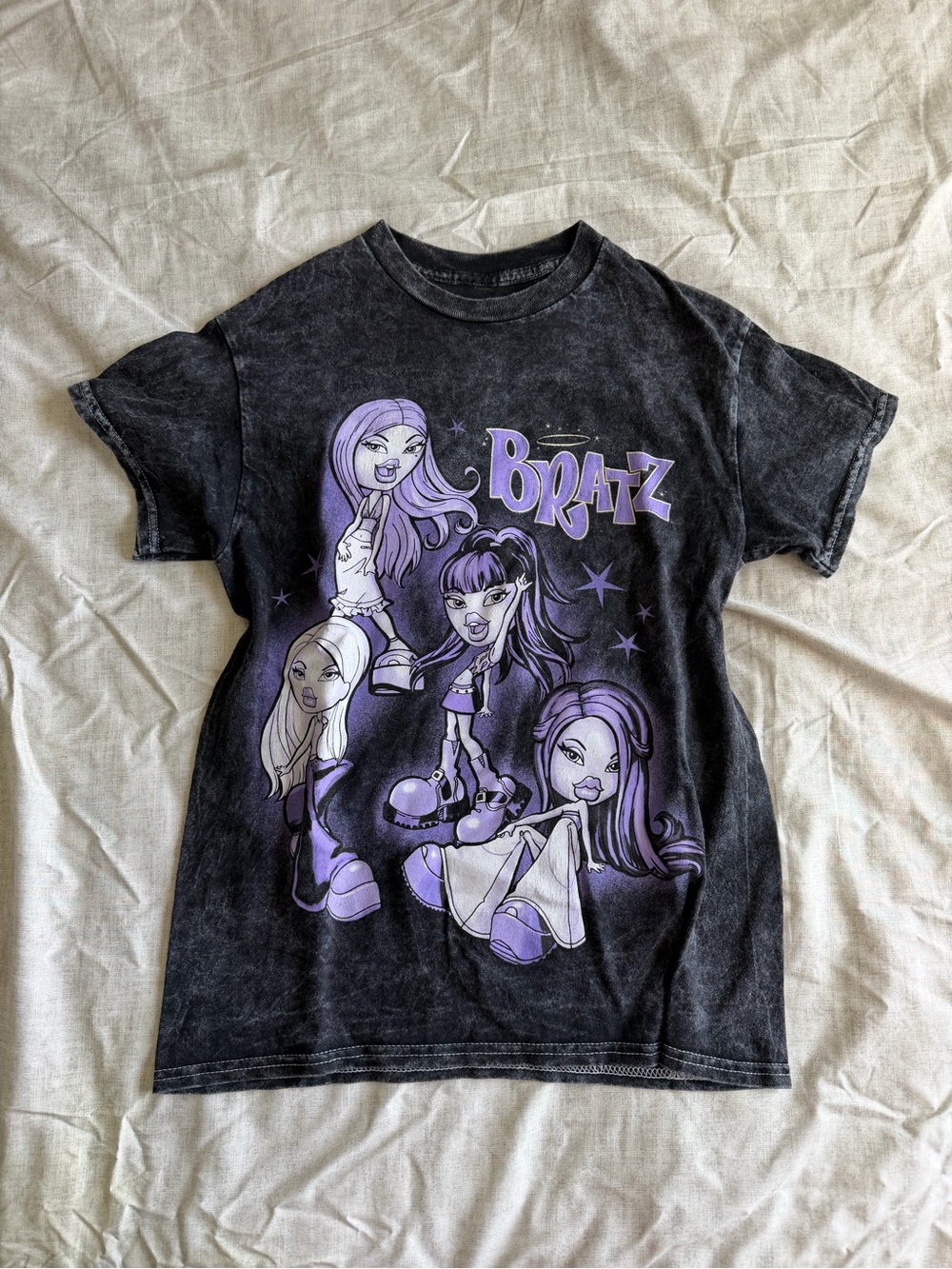 Bratz Black Mineral Wash and Purple Graphic T-Shirt (S)